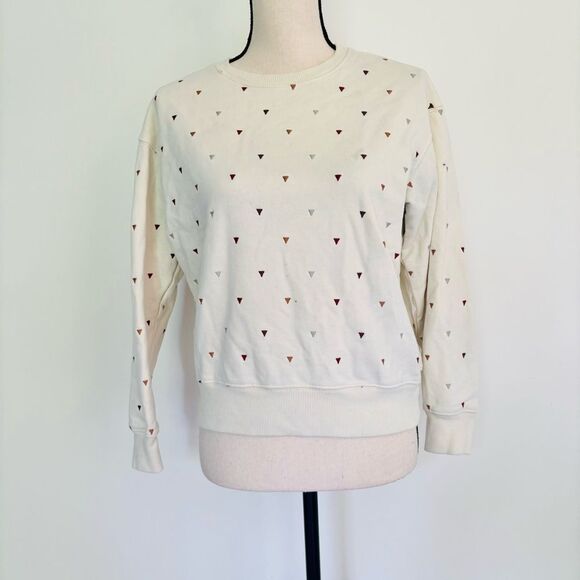 Böhme Ivory Sweatshirt – Embroidered Triangle Detail Pullover Size XS - Picture 2 of 5